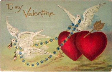 Doves and Hearts Valentine Postcard